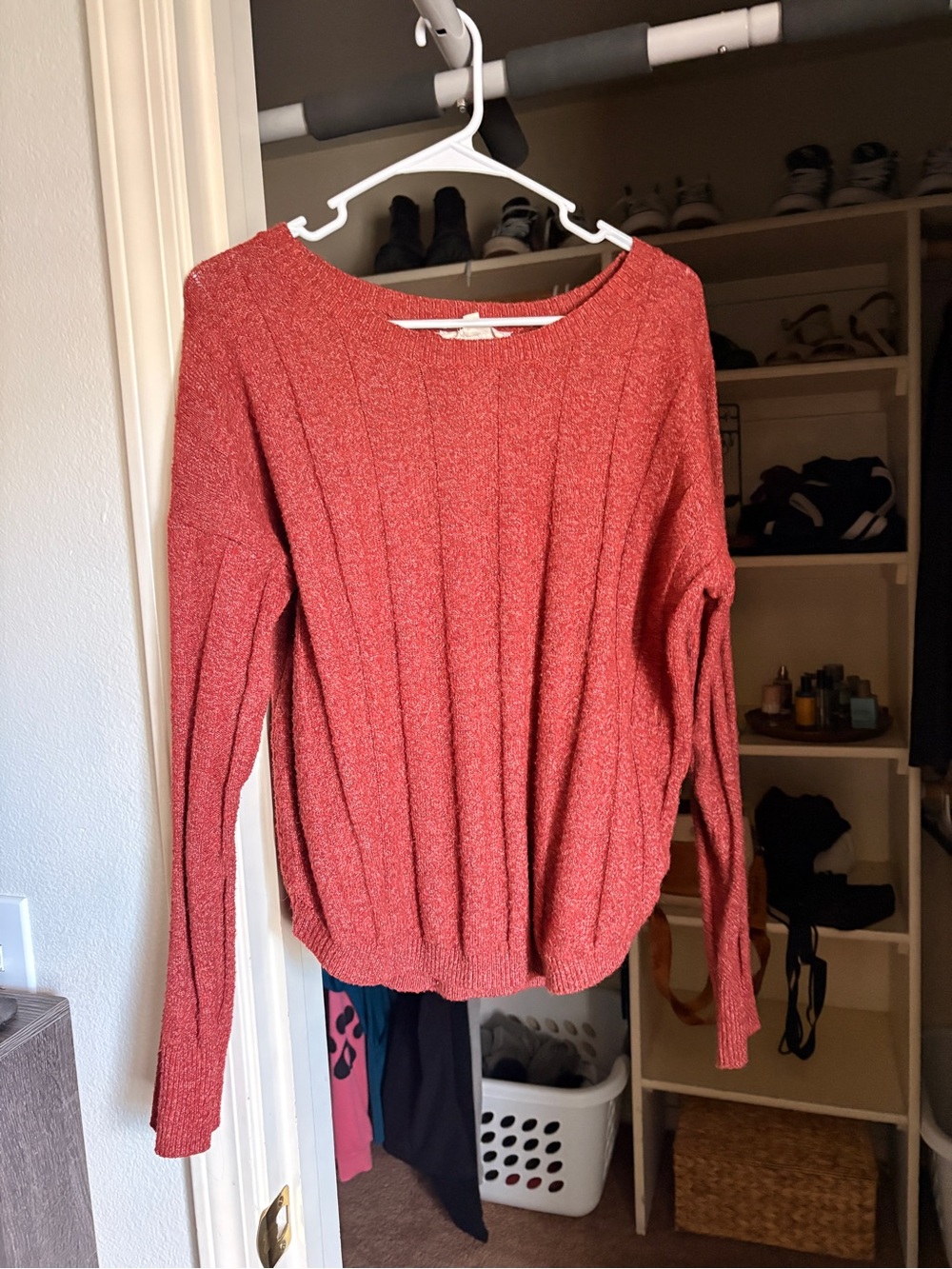Pink Republic Ribbed Scoop-Neck Sweater - Rusty Orange